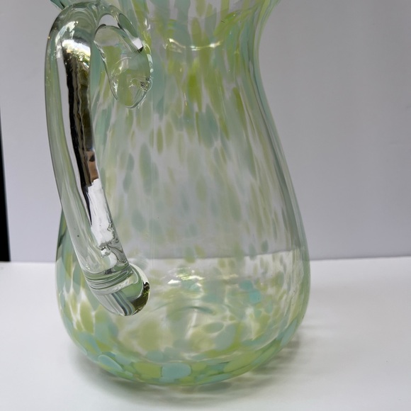Elegant Murano Glass Pitcher Green / Blue / Clear, 9” Tall - Picture 3 of 9